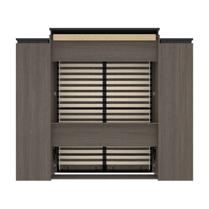 Bestar - Orion 104W Queen Murphy Bed with 2 Narrow Shelving Units (105W) in Bark Gray & Graphite - 116884-000047 veiw 4