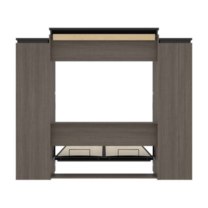 Bestar - Orion 104W Queen Murphy Bed with 2 Narrow Shelving Units (105W) in Bark Gray & Graphite - 116884-000047 veiw 10