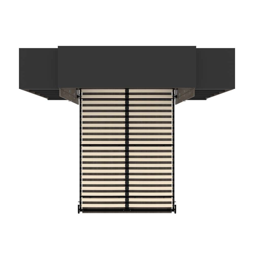 Bestar - Orion 104W Queen Murphy Bed with 2 Narrow Shelving Units (105W) in Bark Gray & Graphite - 116884-000047 veiw 11