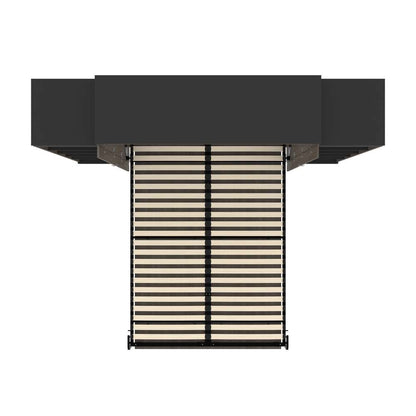 Bestar - Orion 104W Queen Murphy Bed with 2 Narrow Shelving Units (105W) in Bark Gray & Graphite - 116884-000047 veiw 11