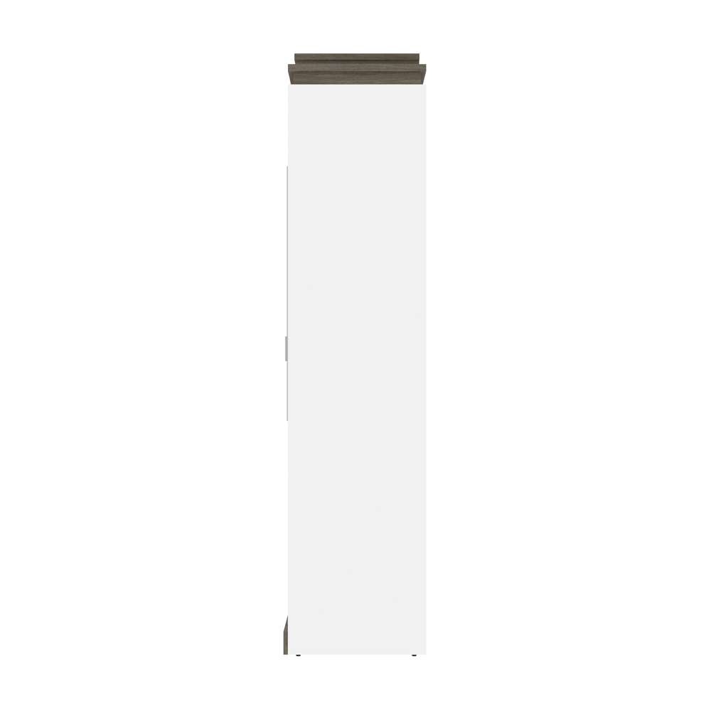 Bestar - Orion 104W Queen Murphy Bed with 2 Narrow Shelving Units (105W) in White & Walnut Grey - 116884-000017 veiw 3