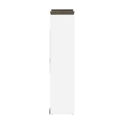 Bestar - Orion 104W Queen Murphy Bed with 2 Narrow Shelving Units (105W) in White & Walnut Grey - 116884-000017 veiw 3