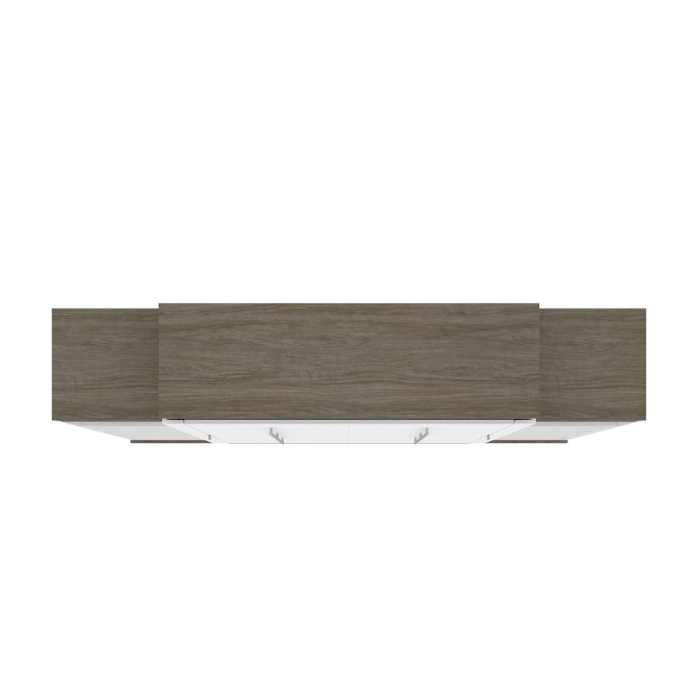 Bestar - Orion 104W Queen Murphy Bed with 2 Narrow Shelving Units (105W) in White & Walnut Grey - 116884-000017 veiw 5