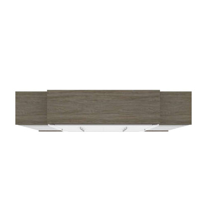 Bestar - Orion 104W Queen Murphy Bed with 2 Narrow Shelving Units (105W) in White & Walnut Grey - 116884-000017 veiw 5