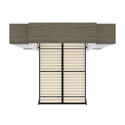 Bestar - Orion 104W Queen Murphy Bed with 2 Narrow Shelving Units (105W) in White & Walnut Grey - 116884-000017 veiw 11