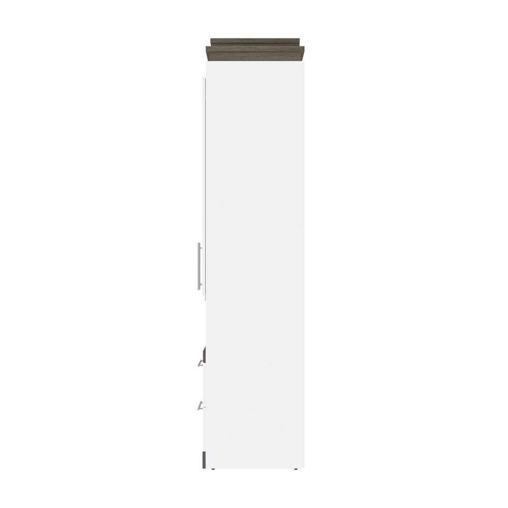 Bestar - Orion 104W Queen Murphy Bed with Narrow Storage Solutions (105W) in White & Walnut Grey - 116871-000017 veiw 3