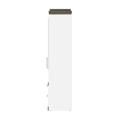 Bestar - Orion 104W Queen Murphy Bed with Narrow Storage Solutions (105W) in White & Walnut Grey - 116871-000017 veiw 3