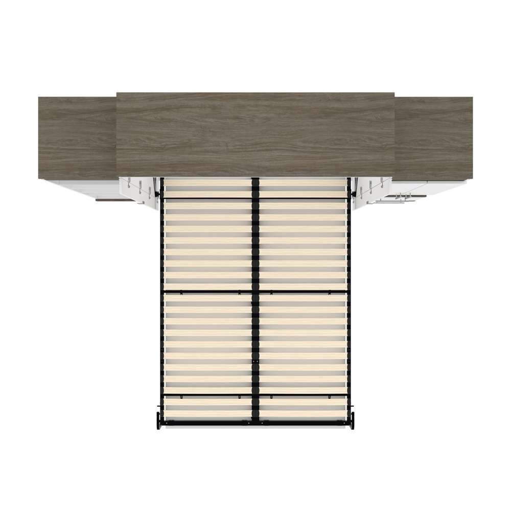 Bestar - Orion 104W Queen Murphy Bed with Narrow Storage Solutions (105W) in White & Walnut Grey - 116871-000017 veiw 11