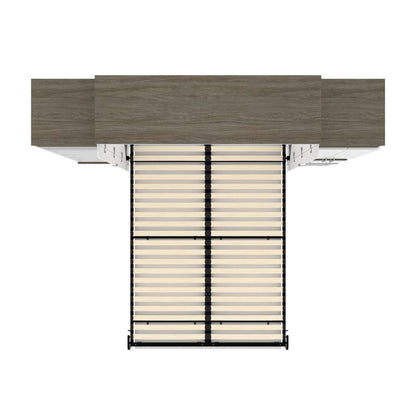 Bestar - Orion 104W Queen Murphy Bed with Narrow Storage Solutions (105W) in White & Walnut Grey - 116871-000017 veiw 11