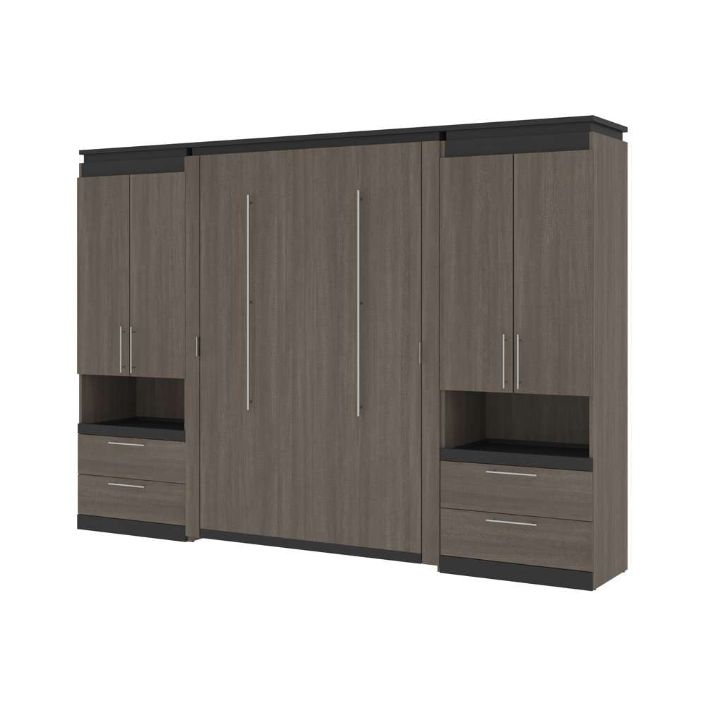 Bestar - Orion 118W Full Murphy Bed and 2 Storage Cabinets with Pull-Out Shelves (119W) in Bark Gray & Graphite - 116860-000047 veiw 1
