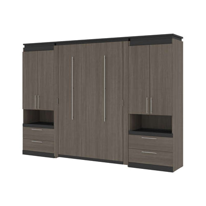 Bestar - Orion 118W Full Murphy Bed and 2 Storage Cabinets with Pull-Out Shelves (119W) in Bark Gray & Graphite - 116860-000047 veiw 1