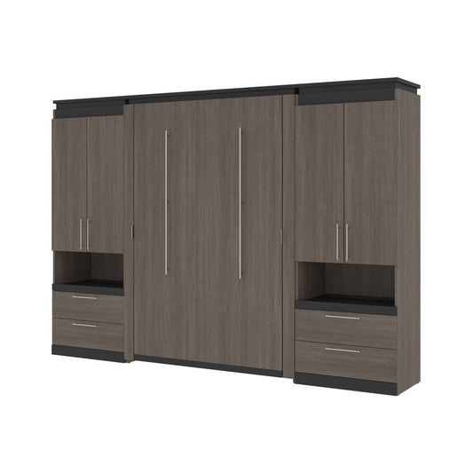 Bestar - Orion 118W Full Murphy Bed and 2 Storage Cabinets with Pull-Out Shelves (119W) in Bark Gray & Graphite - 116860-000047 veiw 1