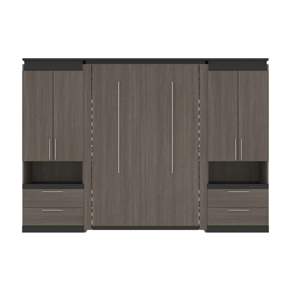 Bestar - Orion 118W Full Murphy Bed and 2 Storage Cabinets with Pull-Out Shelves (119W) in Bark Gray & Graphite - 116860-000047 veiw 2