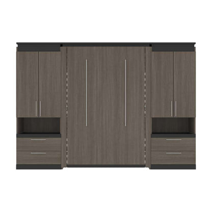 Bestar - Orion 118W Full Murphy Bed and 2 Storage Cabinets with Pull-Out Shelves (119W) in Bark Gray & Graphite - 116860-000047 veiw 2
