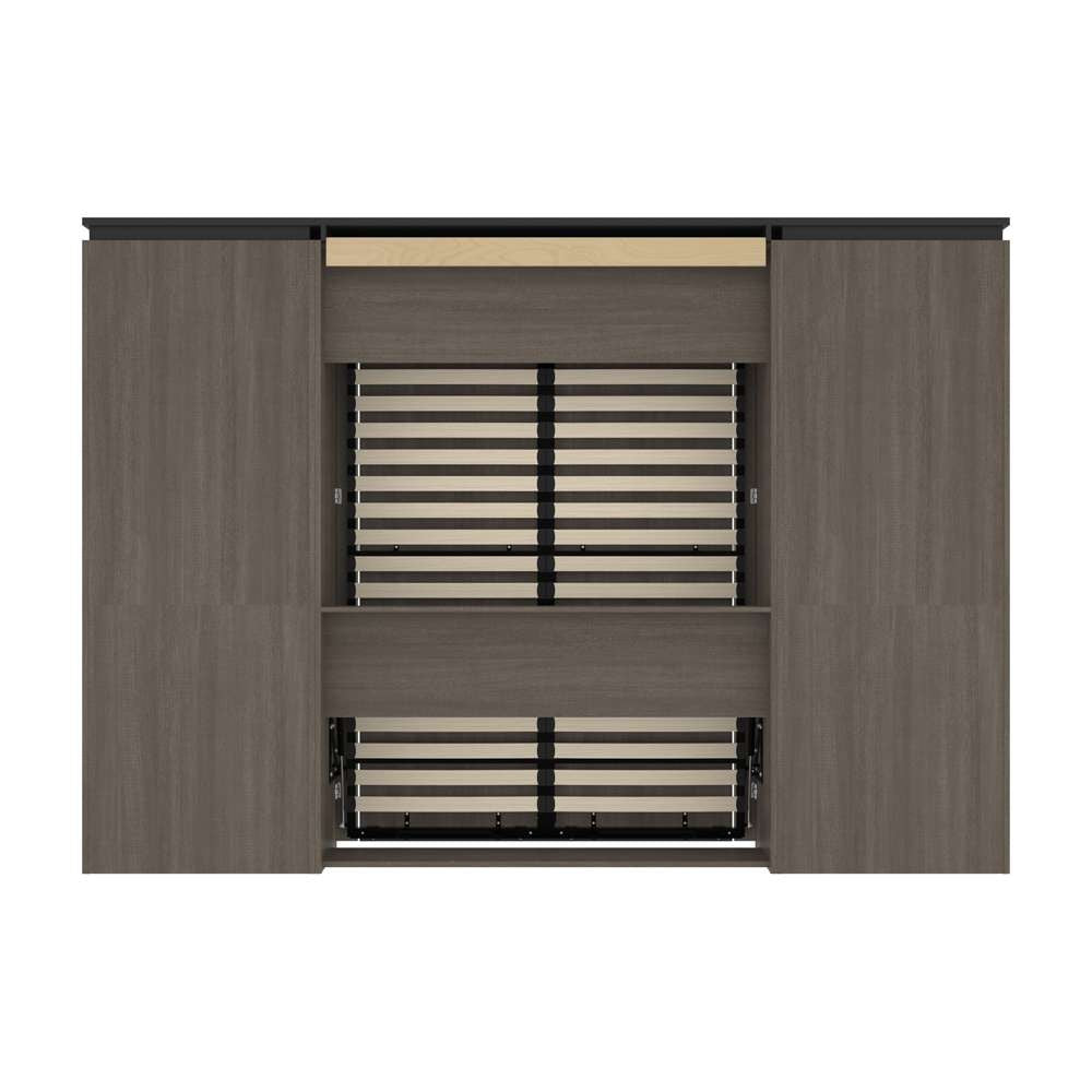 Bestar - Orion 118W Full Murphy Bed and 2 Storage Cabinets with Pull-Out Shelves (119W) in Bark Gray & Graphite - 116860-000047 veiw 4
