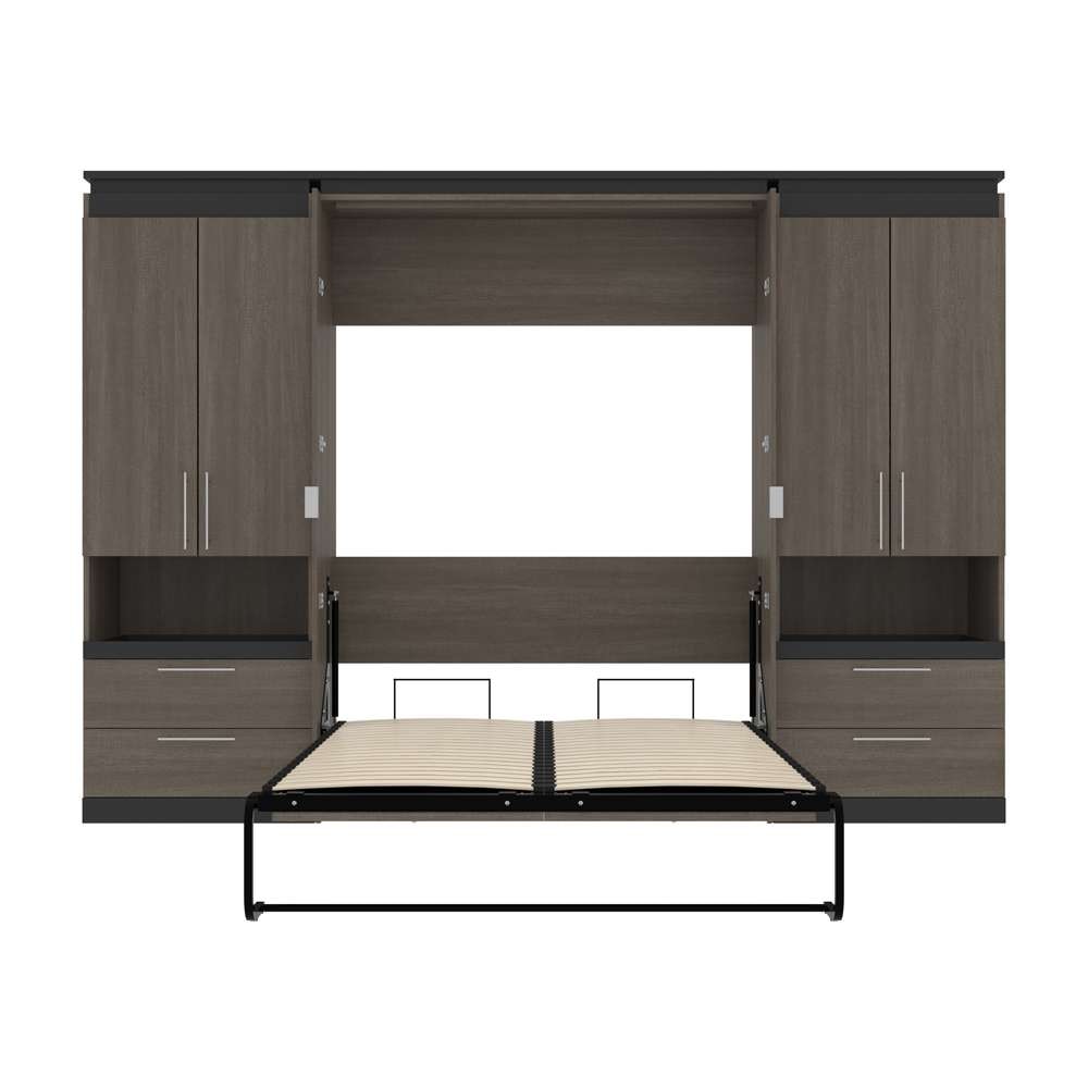 Bestar - Orion 118W Full Murphy Bed and 2 Storage Cabinets with Pull-Out Shelves (119W) in Bark Gray & Graphite - 116860-000047 veiw 8