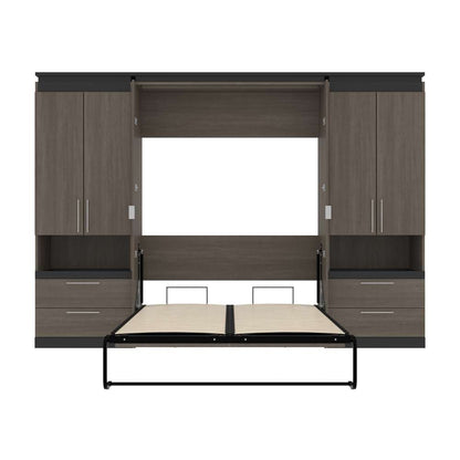 Bestar - Orion 118W Full Murphy Bed and 2 Storage Cabinets with Pull-Out Shelves (119W) in Bark Gray & Graphite - 116860-000047 veiw 8