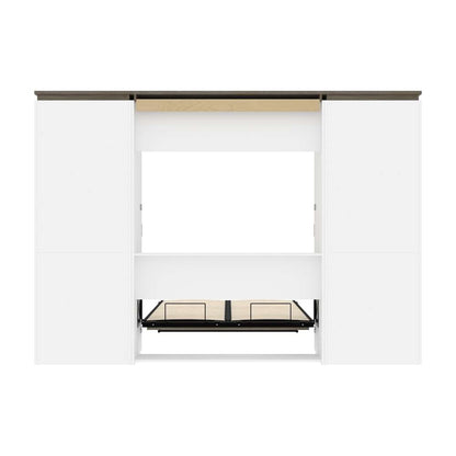 Bestar - Orion 118W Full Murphy Bed and 2 Storage Cabinets with Pull-Out Shelves (119W) in White & Walnut Grey - 116860-000017 veiw 10