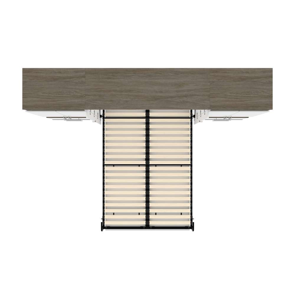 Bestar - Orion 118W Full Murphy Bed and 2 Storage Cabinets with Pull-Out Shelves (119W) in White & Walnut Grey - 116860-000017 veiw 11