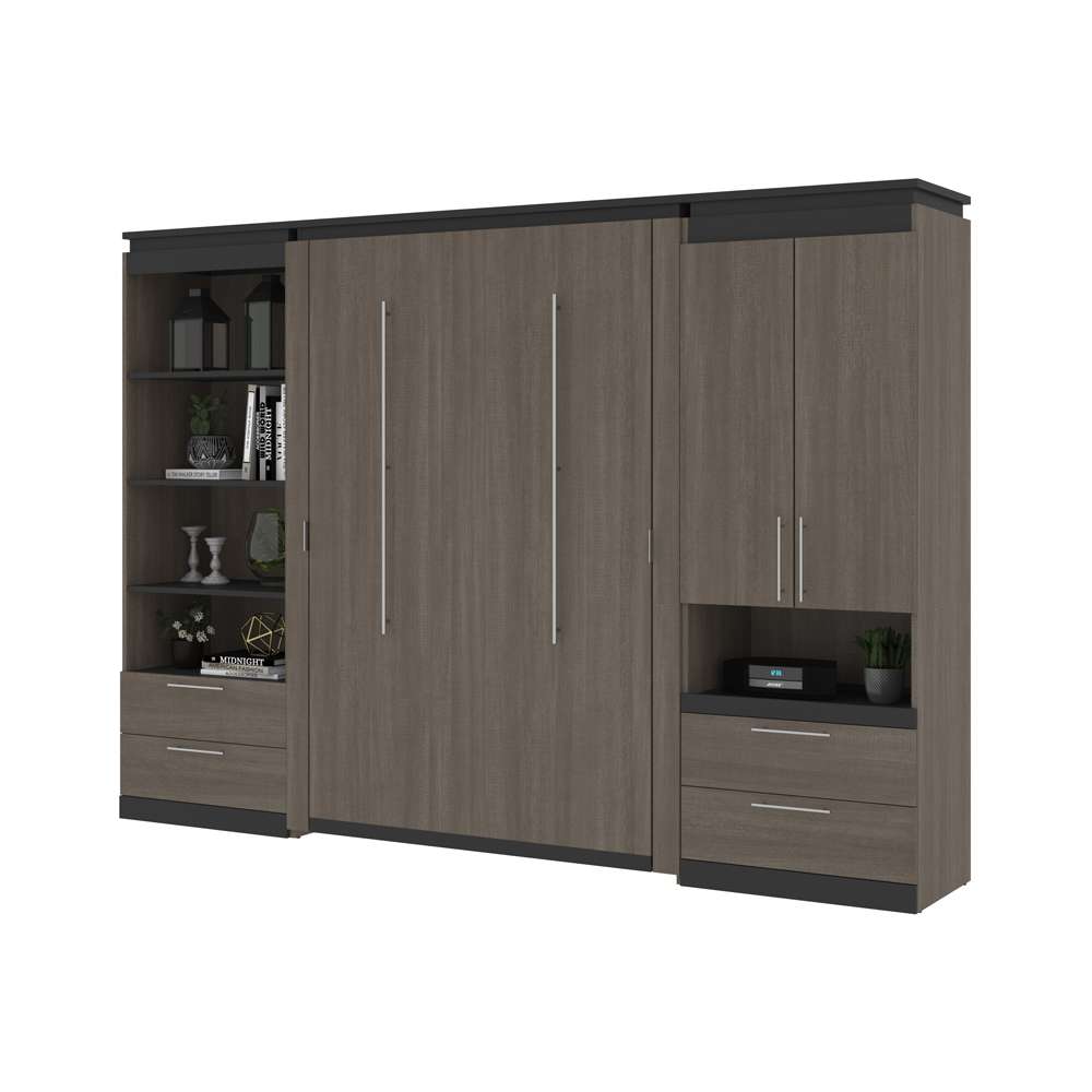 Bestar - Orion 118W Full Murphy Bed and Multifunctional Storage with Drawers (119W) in Bark Gray & Graphite - 116864-000047 veiw 7