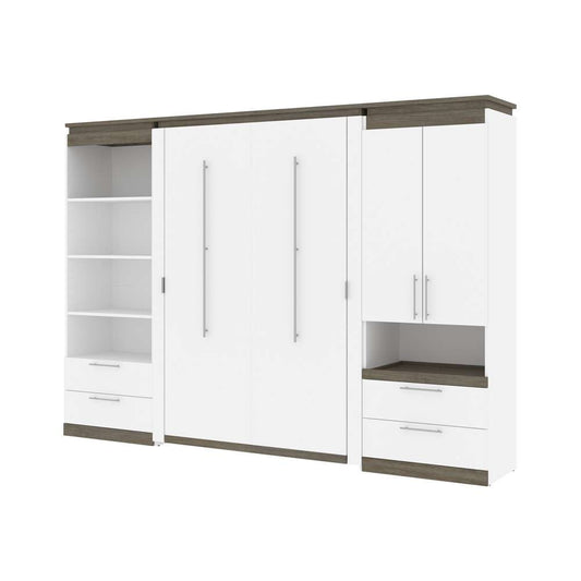 Bestar - Orion 118W Full Murphy Bed and Multifunctional Storage with Drawers (119W) in White & Walnut Grey - 116864-000017 veiw 1