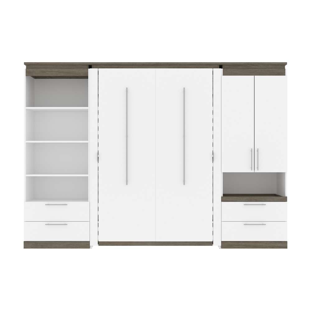 Bestar - Orion 118W Full Murphy Bed and Multifunctional Storage with Drawers (119W) in White & Walnut Grey - 116864-000017 veiw 2