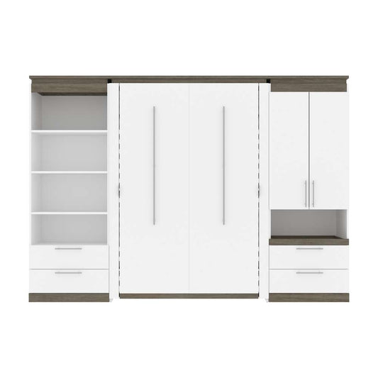 Bestar - Orion 118W Full Murphy Bed and Multifunctional Storage with Drawers (119W) in White & Walnut Grey - 116864-000017 veiw 2