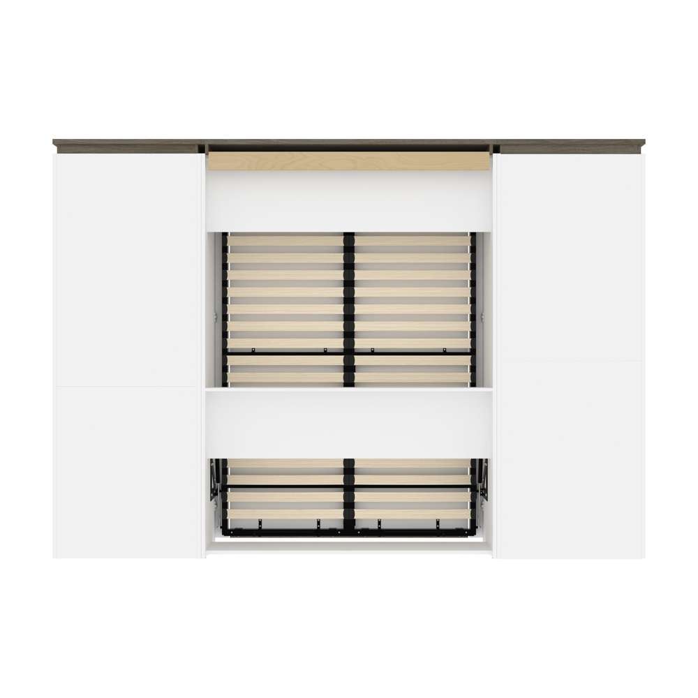 Bestar - Orion 118W Full Murphy Bed and Multifunctional Storage with Drawers (119W) in White & Walnut Grey - 116864-000017 veiw 4