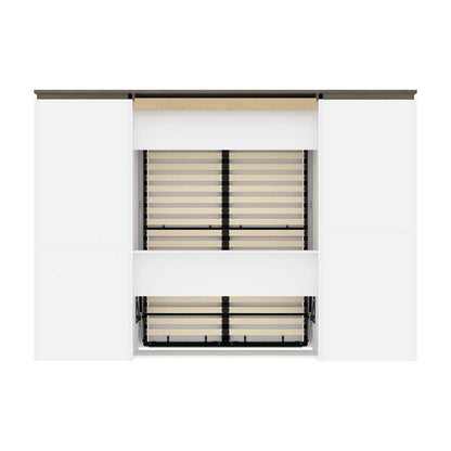 Bestar - Orion 118W Full Murphy Bed and Multifunctional Storage with Drawers (119W) in White & Walnut Grey - 116864-000017 veiw 4