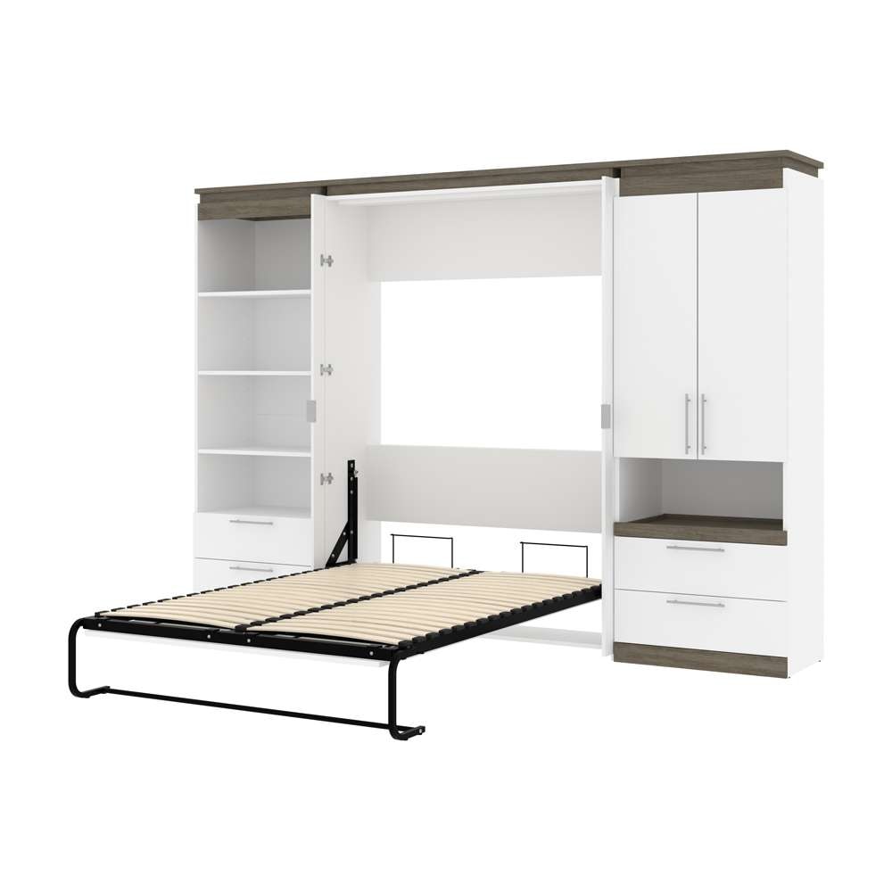Bestar - Orion 118W Full Murphy Bed and Multifunctional Storage with Drawers (119W) in White & Walnut Grey - 116864-000017 veiw 6