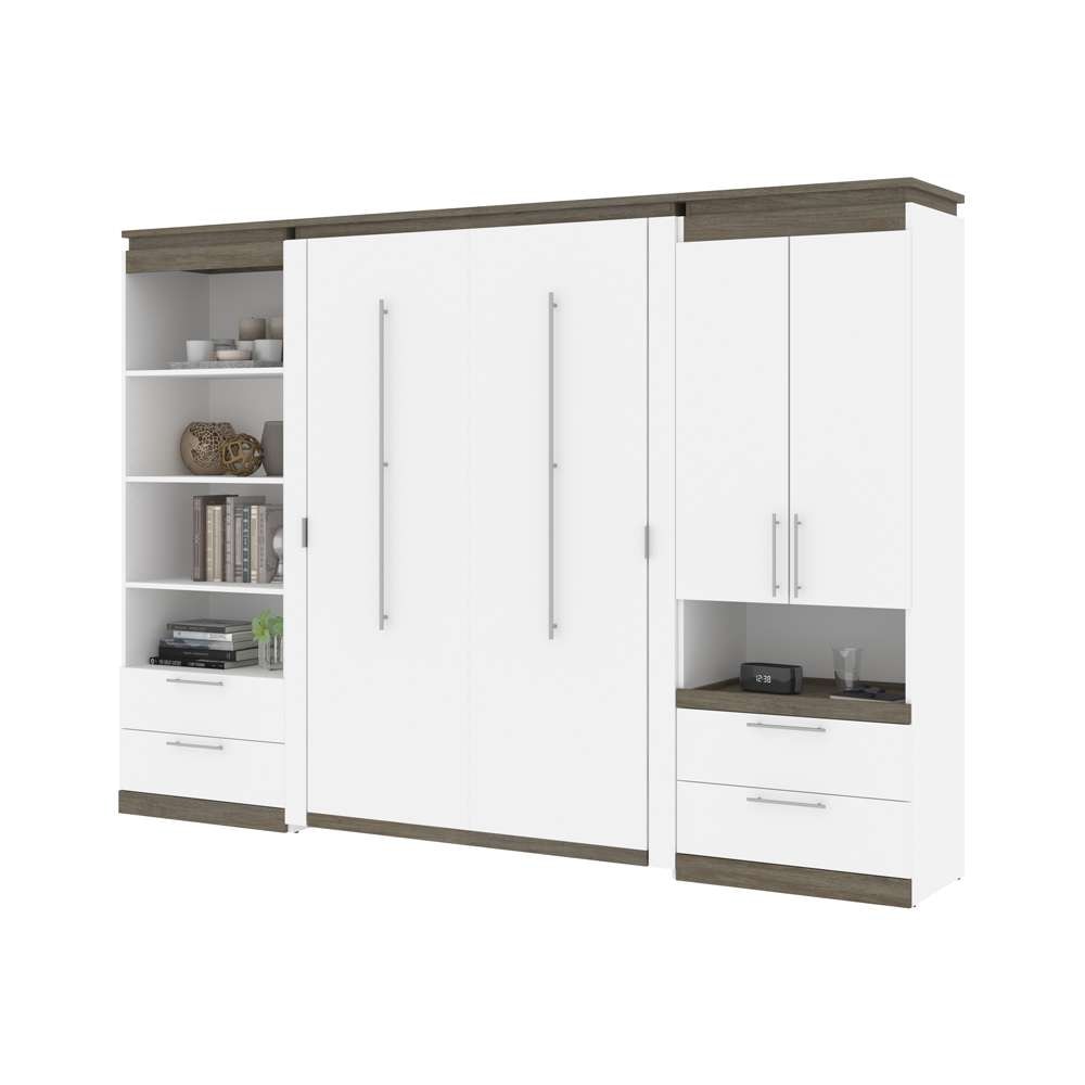 Bestar - Orion 118W Full Murphy Bed and Multifunctional Storage with Drawers (119W) in White & Walnut Grey - 116864-000017 veiw 7