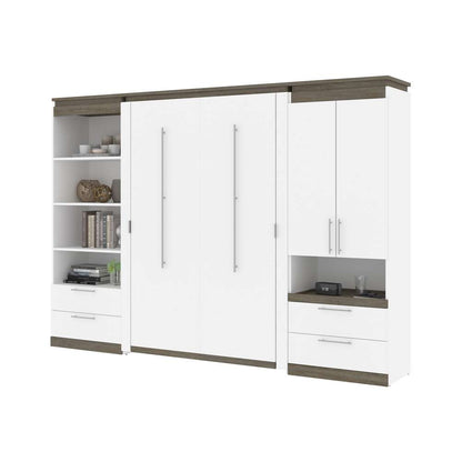 Bestar - Orion 118W Full Murphy Bed and Multifunctional Storage with Drawers (119W) in White & Walnut Grey - 116864-000017 veiw 7
