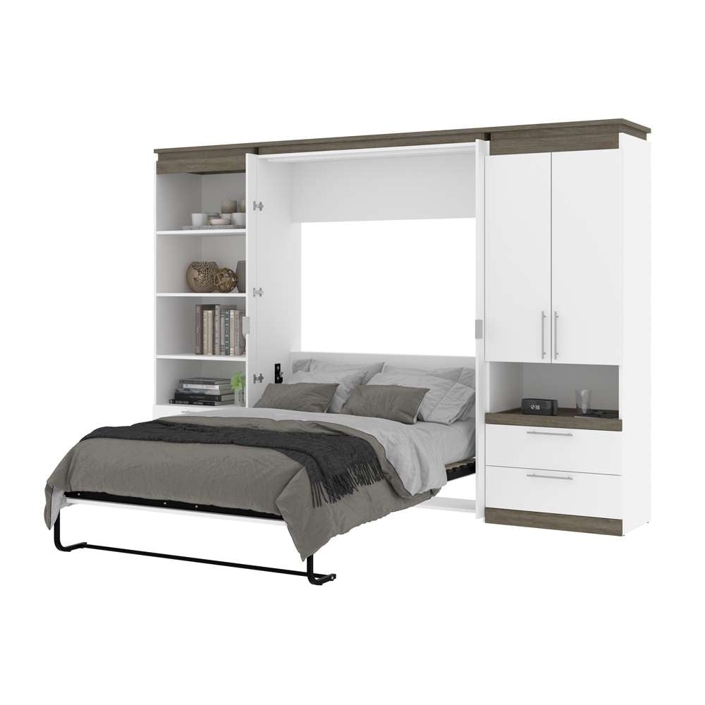 Bestar - Orion 118W Full Murphy Bed and Multifunctional Storage with Drawers (119W) in White & Walnut Grey - 116864-000017 veiw 8
