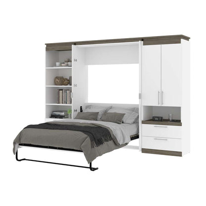 Bestar - Orion 118W Full Murphy Bed and Multifunctional Storage with Drawers (119W) in White & Walnut Grey - 116864-000017 veiw 8