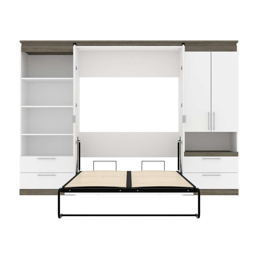 Bestar - Orion 118W Full Murphy Bed and Multifunctional Storage with Drawers (119W) in White & Walnut Grey - 116864-000017 veiw 9