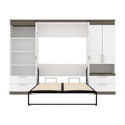 Bestar - Orion 118W Full Murphy Bed and Multifunctional Storage with Drawers (119W) in White & Walnut Grey - 116864-000017 veiw 9