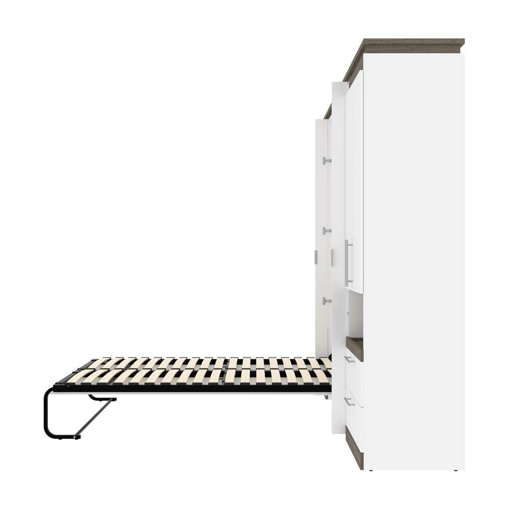 Bestar - Orion 118W Full Murphy Bed and Multifunctional Storage with Drawers (119W) in White & Walnut Grey - 116864-000017 veiw 10