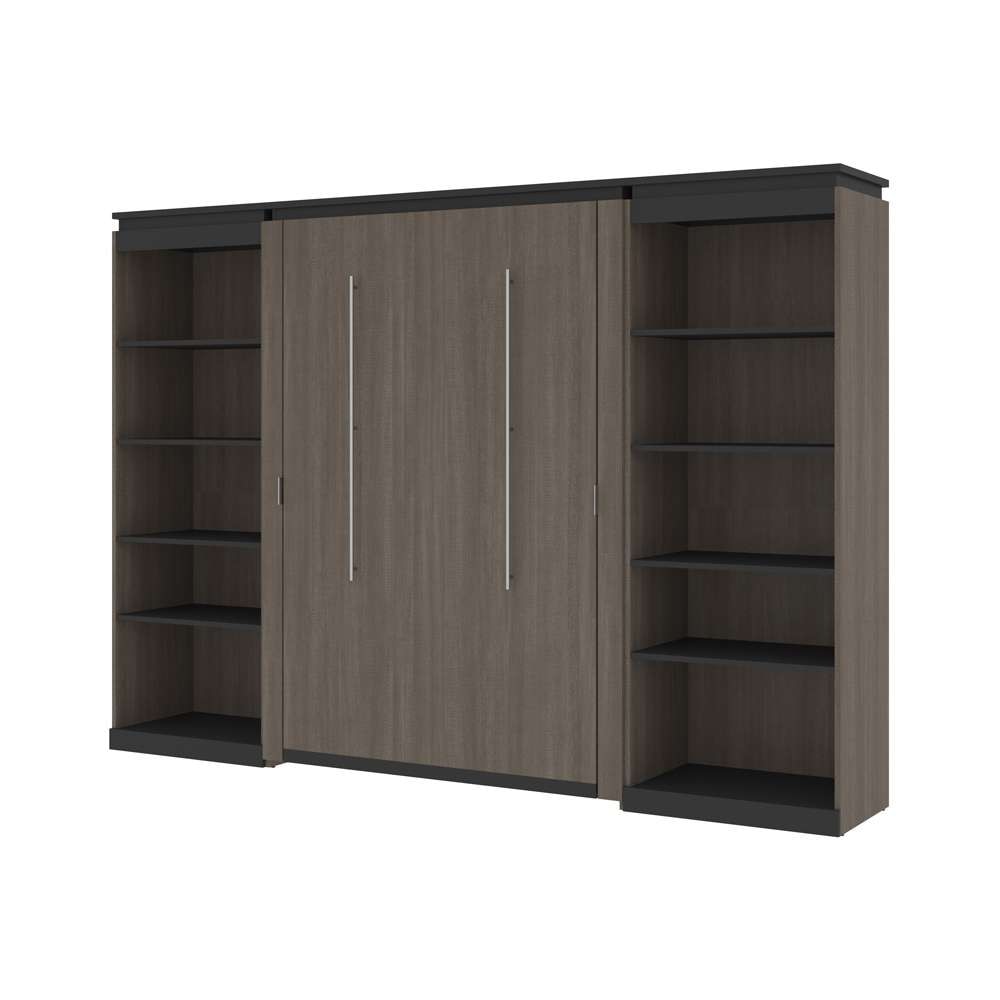 Bestar - Orion 118W Full Murphy Bed with 2 Shelving Units (119W) in Bark Gray & Graphite - 116896-000047 veiw 1