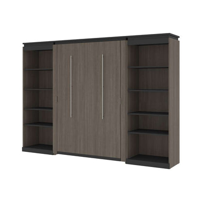 Bestar - Orion 118W Full Murphy Bed with 2 Shelving Units (119W) in Bark Gray & Graphite - 116896-000047 veiw 1