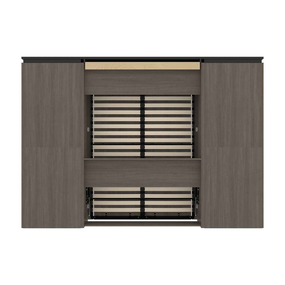 Bestar - Orion 118W Full Murphy Bed with 2 Shelving Units (119W) in Bark Gray & Graphite - 116896-000047 veiw 4