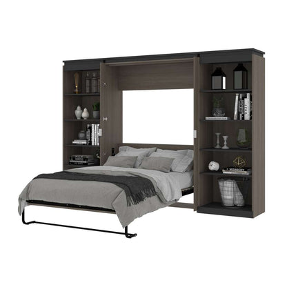 Bestar - Orion 118W Full Murphy Bed with 2 Shelving Units (119W) in Bark Gray & Graphite - 116896-000047 veiw 8