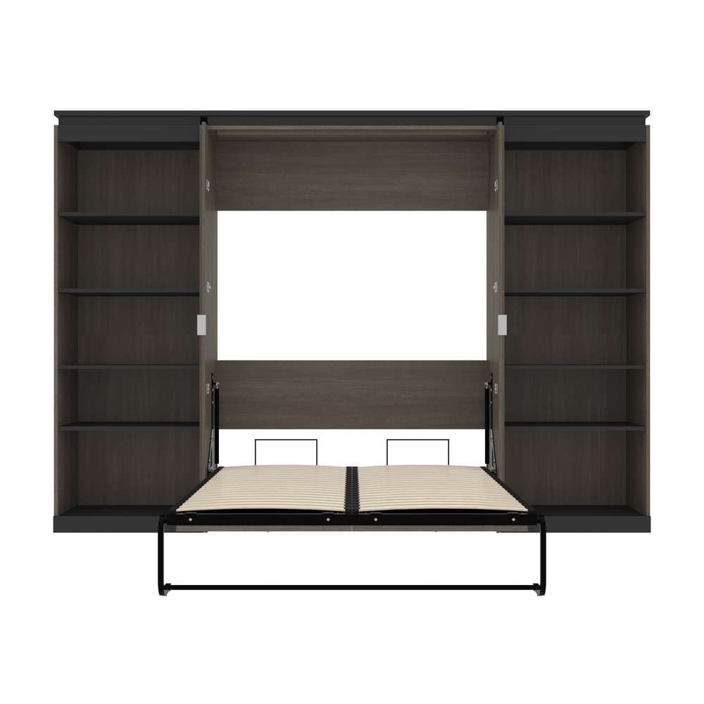 Bestar - Orion 118W Full Murphy Bed with 2 Shelving Units (119W) in Bark Gray & Graphite - 116896-000047 veiw 9