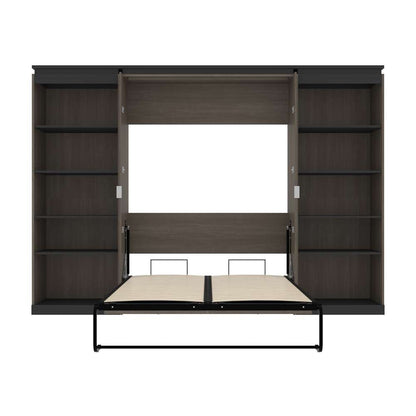 Bestar - Orion 118W Full Murphy Bed with 2 Shelving Units (119W) in Bark Gray & Graphite - 116896-000047 veiw 9