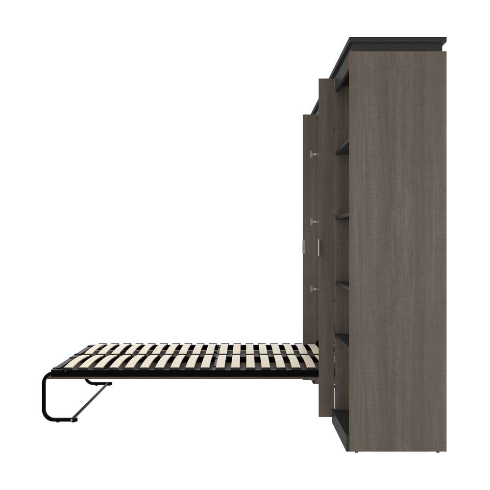 Bestar - Orion 118W Full Murphy Bed with 2 Shelving Units (119W) in Bark Gray & Graphite - 116896-000047 veiw 10