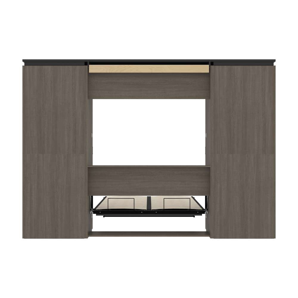 Bestar - Orion 118W Full Murphy Bed with 2 Shelving Units (119W) in Bark Gray & Graphite - 116896-000047 veiw 11