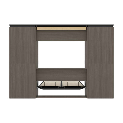 Bestar - Orion 118W Full Murphy Bed with 2 Shelving Units (119W) in Bark Gray & Graphite - 116896-000047 veiw 11