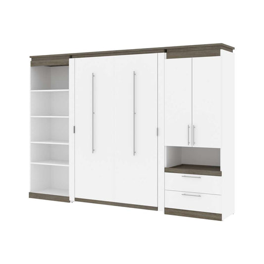 Bestar - Orion 118W Full Murphy Bed with Multifunctional Storage (119W) in White & Walnut Grey - 116863-000017 veiw 1