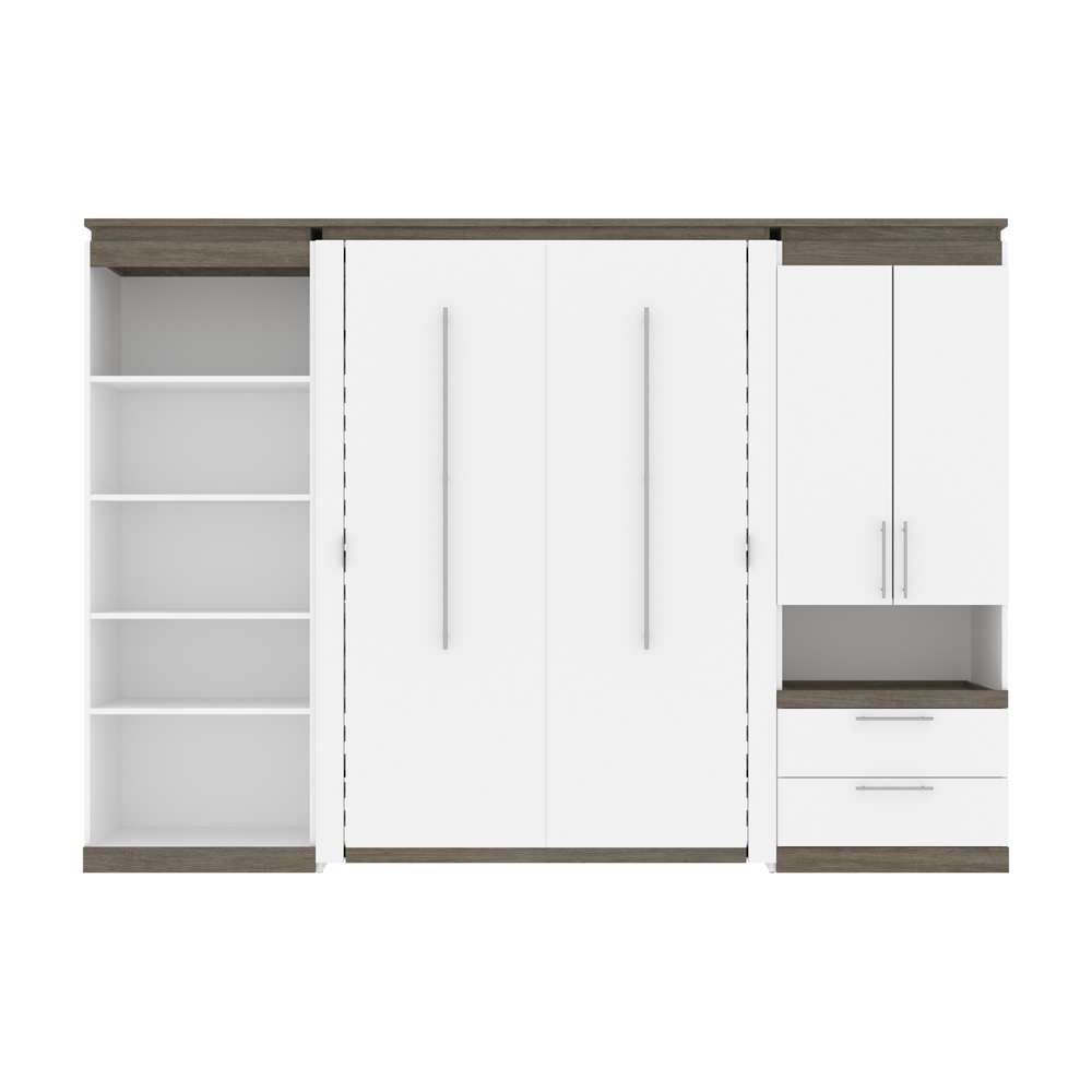 Bestar - Orion 118W Full Murphy Bed with Multifunctional Storage (119W) in White & Walnut Grey - 116863-000017 veiw 2