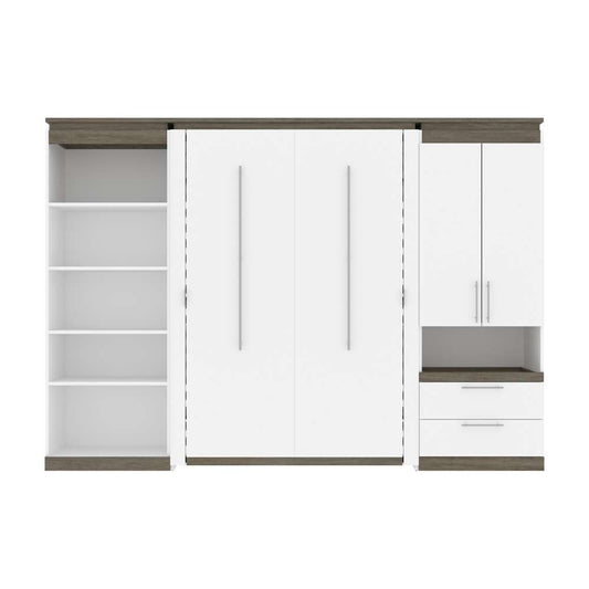 Bestar - Orion 118W Full Murphy Bed with Multifunctional Storage (119W) in White & Walnut Grey - 116863-000017 veiw 2