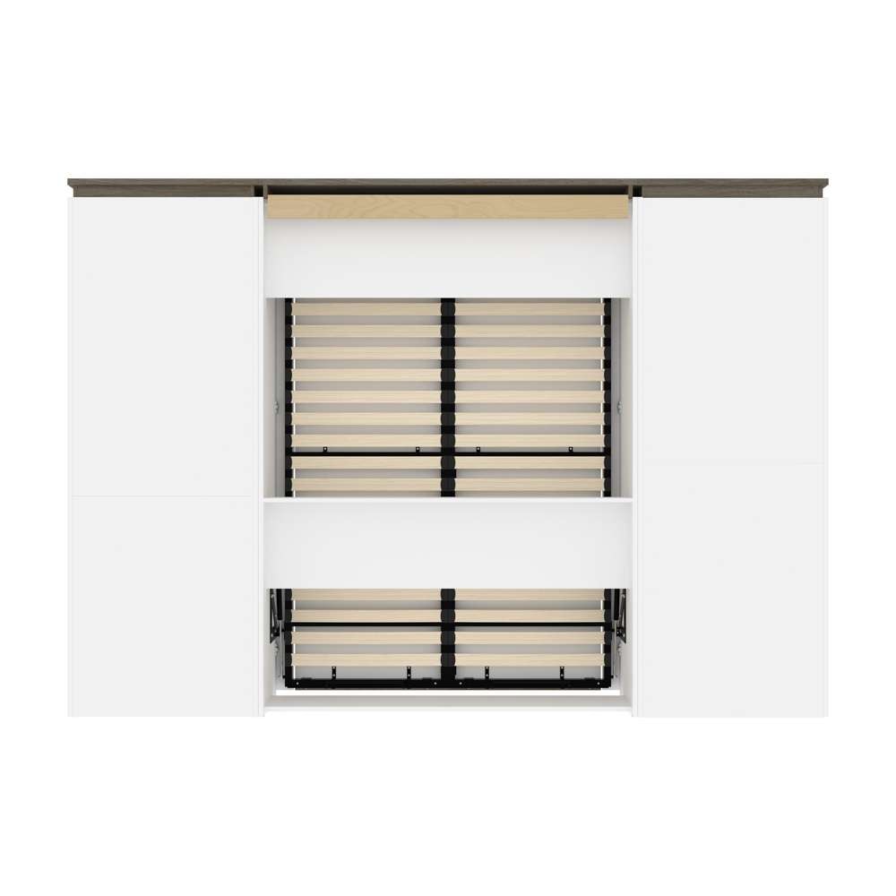 Bestar - Orion 118W Full Murphy Bed with Multifunctional Storage (119W) in White & Walnut Grey - 116863-000017 veiw 4